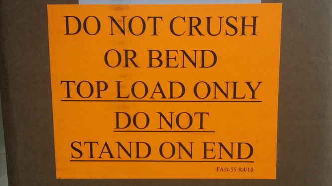 Do not crush / Or bend / Top load only / Do not / Stand on end